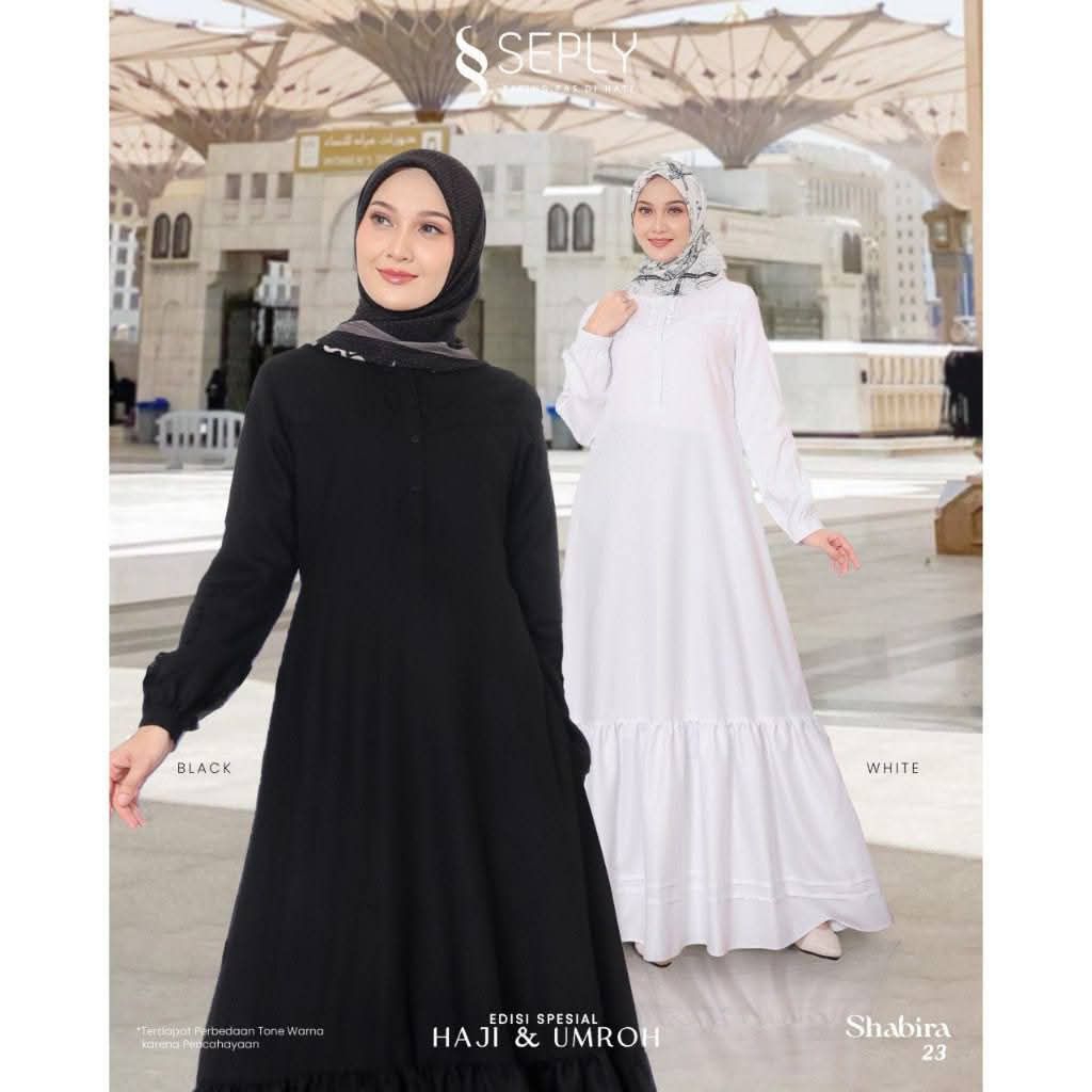 SEPLY SHABIRA 23 GAMIS HITAM PUTIH POLOS