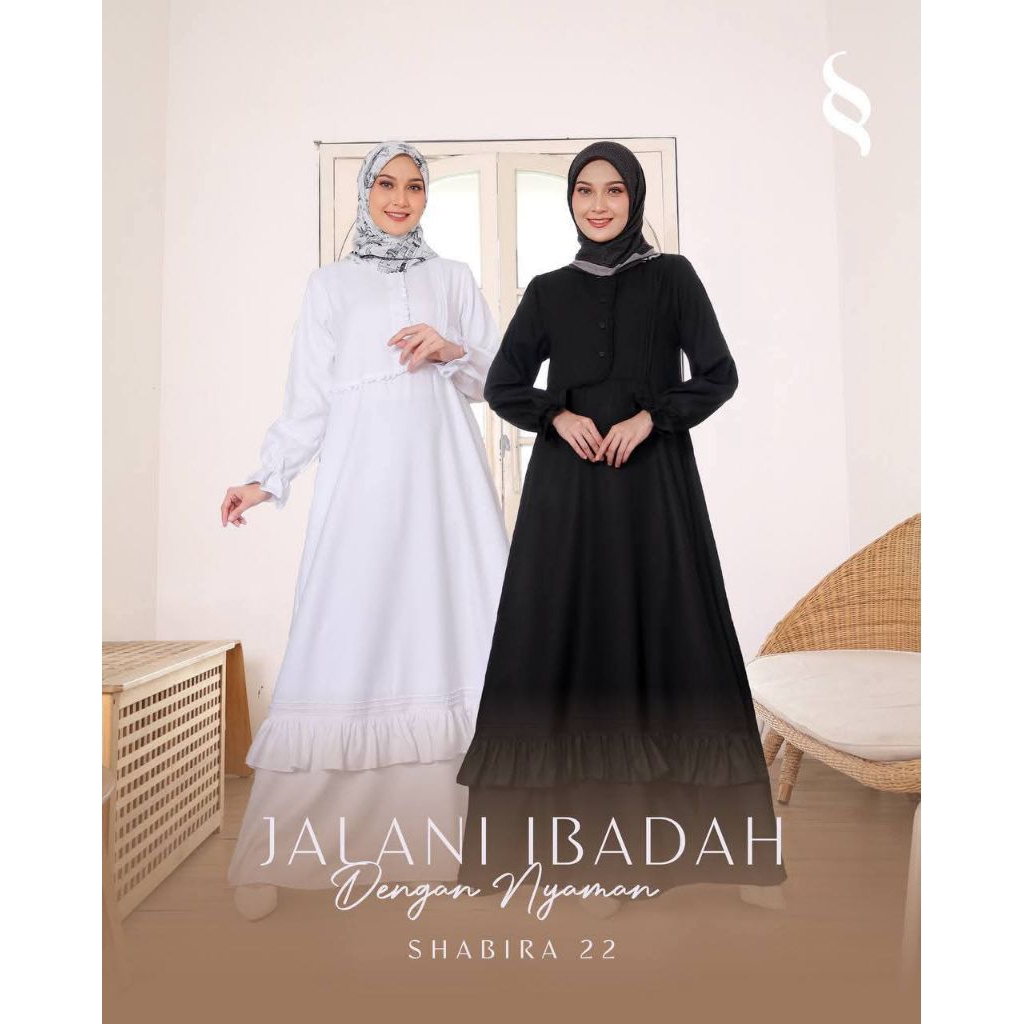 SEPLY SHABIRA 22 GAMIS HITAM PUTIH POLOS