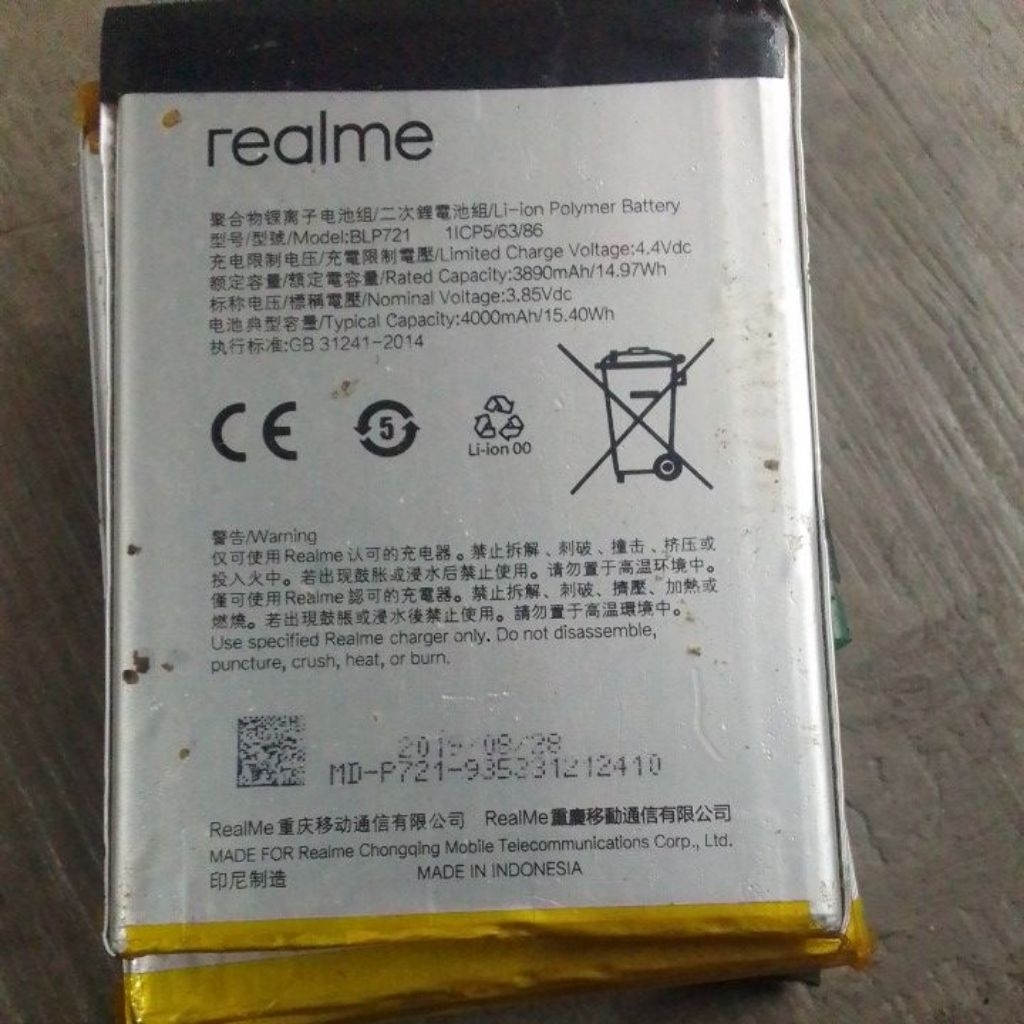 batre blp721 hp realmi c2 seken