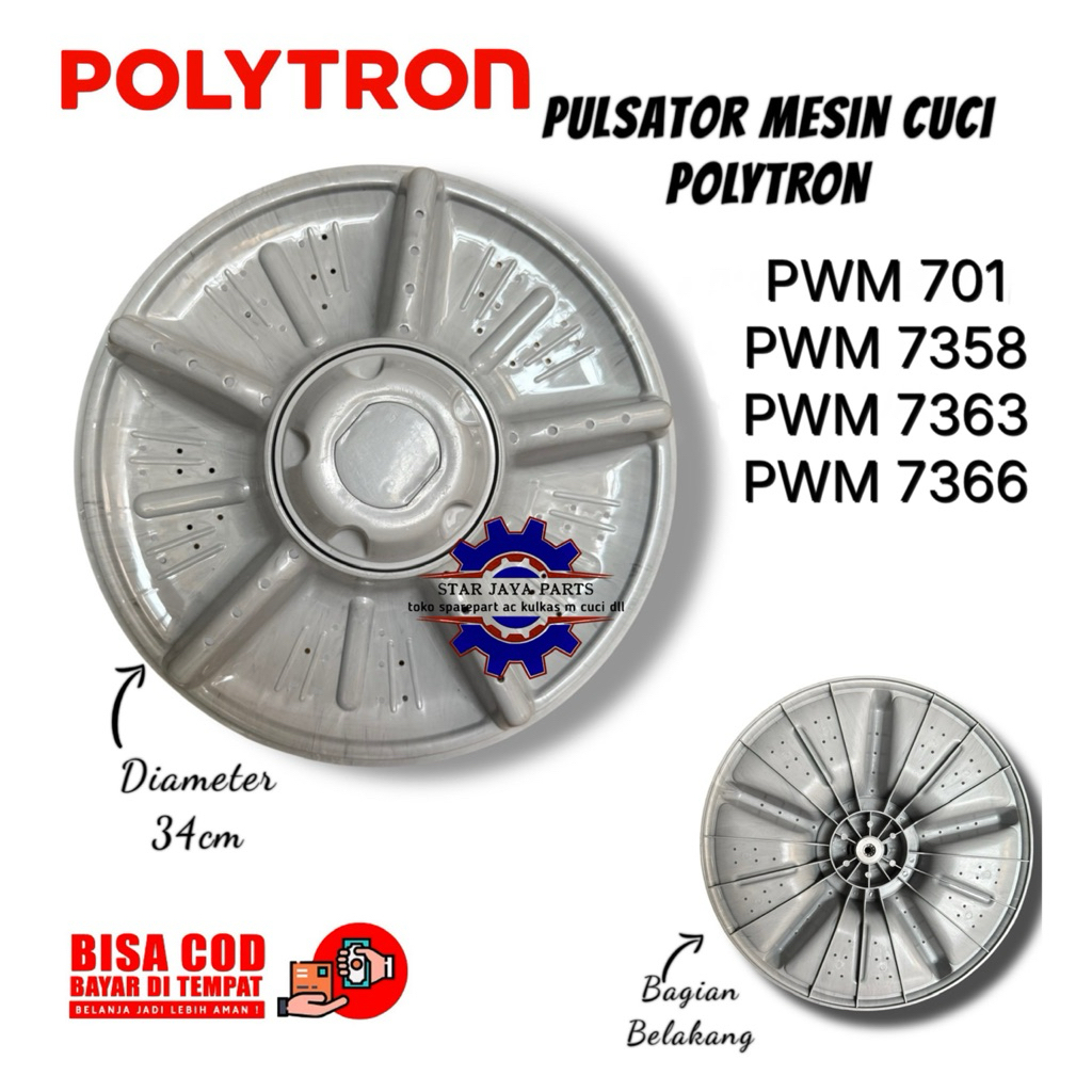 Pulsator Polytron PWM701 PWM7358 PWM7363 PWM7366 / Baling Baling Putaran Mesin Cuci Polytron Diamete