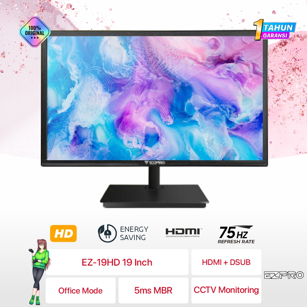Monitor 22 Inch EZPRO LCD 22FHD | 20 Inch EZ-20HD | 19 Inch EZ-19HD 75Hz HDMI VGA / Monitor 19 Inch