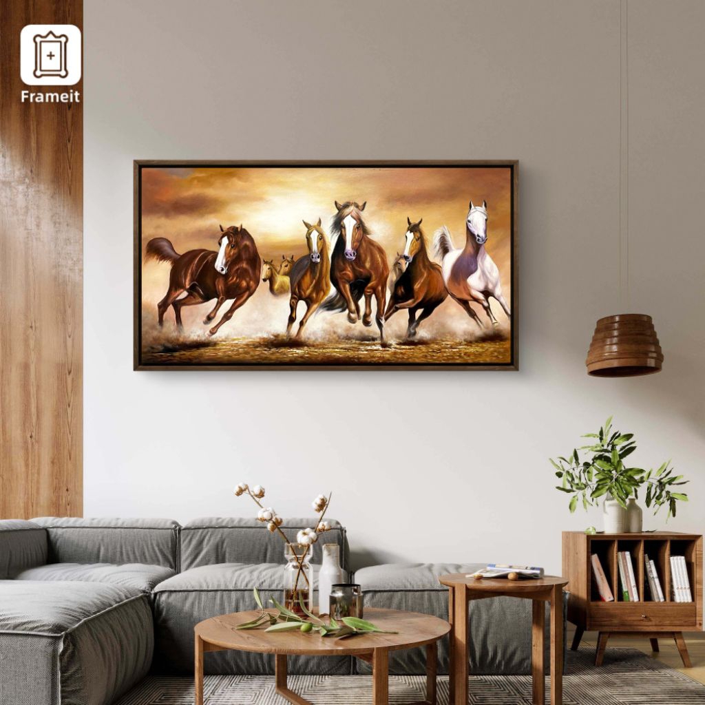 lukisan kanvas kuda berlari