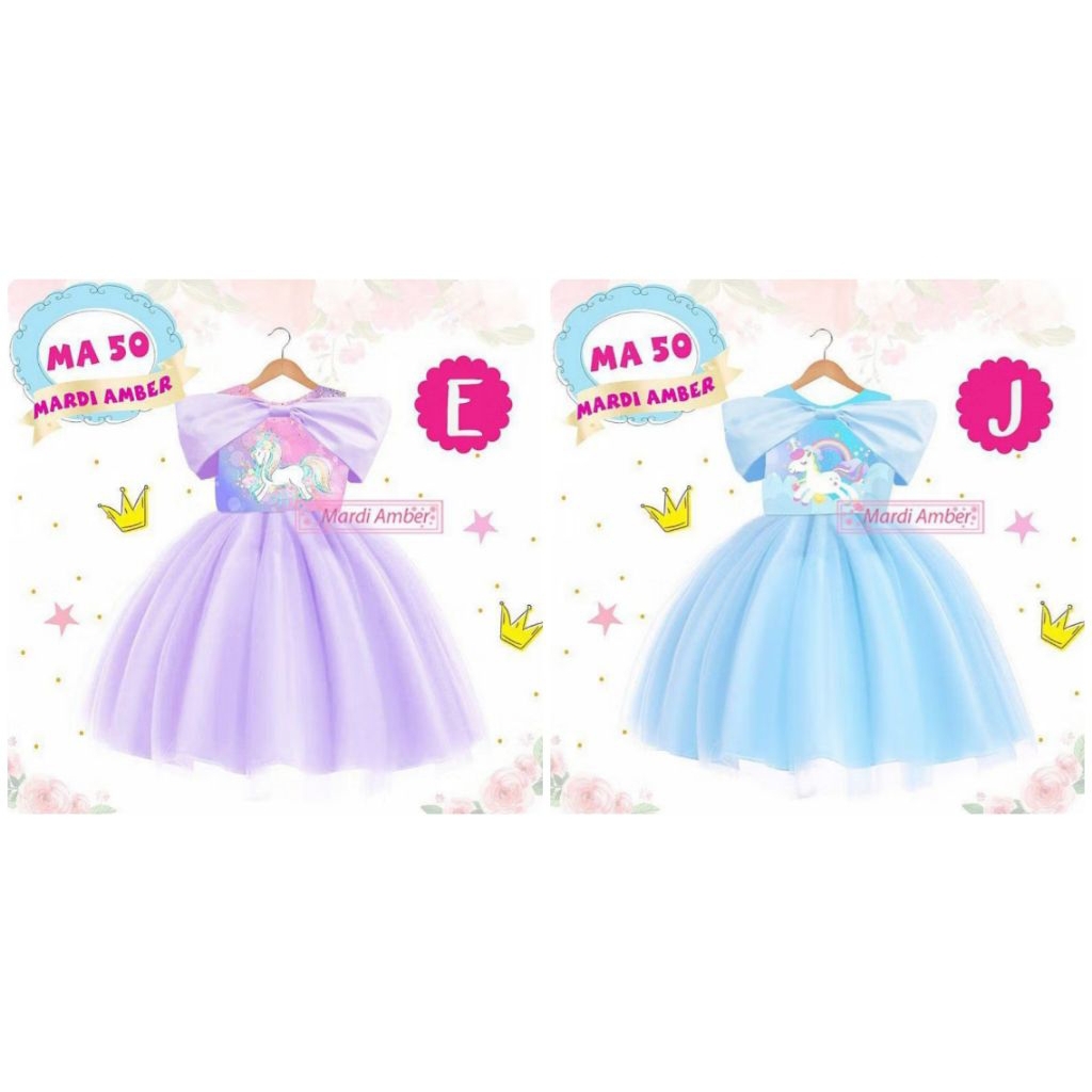 DKPS Baju Pesta Ulang Tahun Anak Kecil Unicorn Gaun Pesta Ulang Tahun Anak Kecil Unicorn Baju Gaun D
