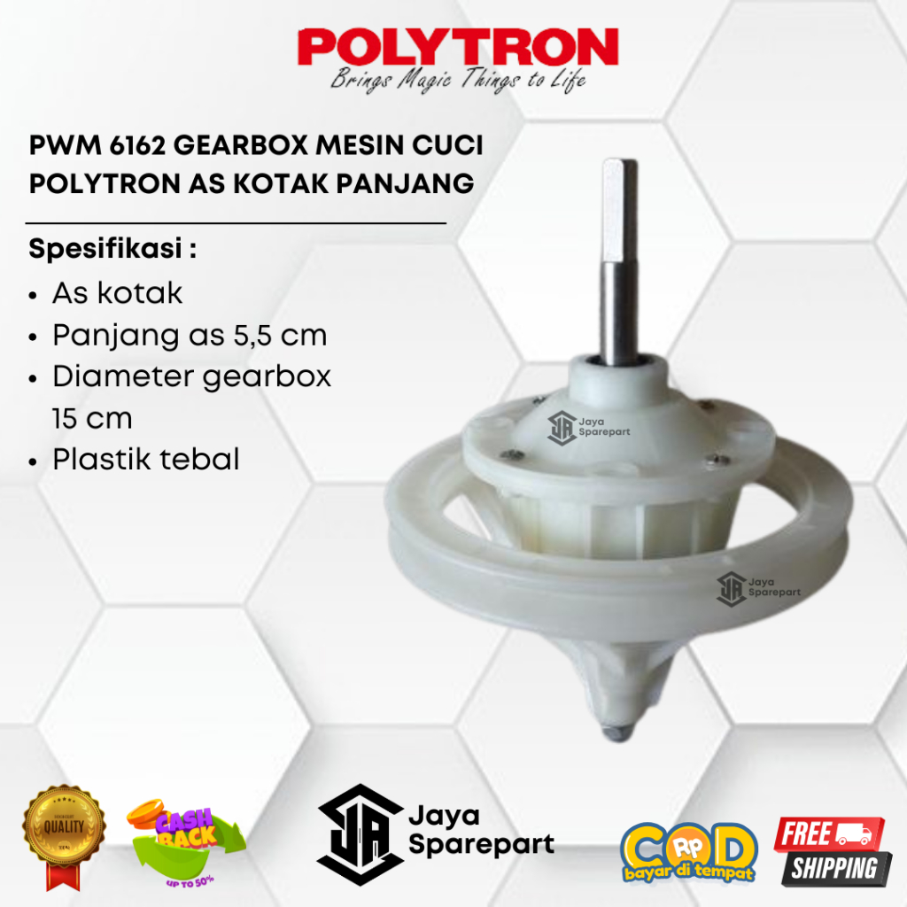 PWM 6162 Gearbox Mesin Cuci Polytron As Kotak Panjang | Sparepart Mesin Cuci Polytron