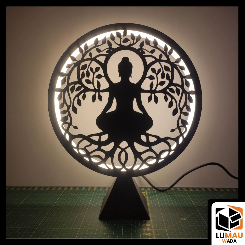 Lampu Dekorasi Buddha Meditasi Pohon Kehidupan – Lampu Estetik Zen & Relaksasi