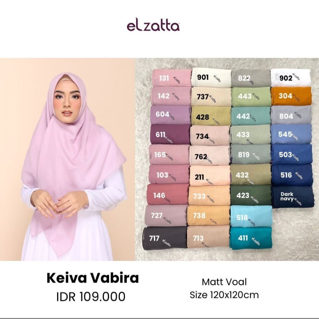 ELZATTA Keiva Vabira Scarf Polos Syari - Fashion Wanita Muslimah - Kerudung Hijab Jilbab Scarf Polos