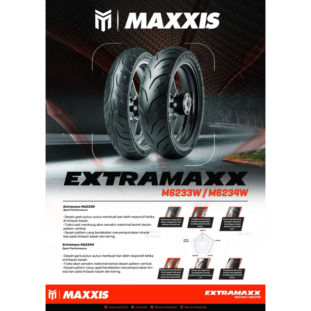 MAXXIS EXTRAMAXX RING 14 / 80/90-14 & 90/90-14 / BAN MAXXIS RING 14 TL / BAN TUBELESS BAN LUAR / BAN