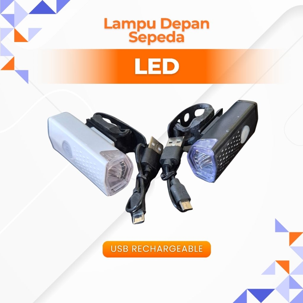 Lampu Depan Sepeda LED Rechargeable USB - Lampu Depan Sepeda Terang Waterproof MTB / Lipat / Roadbik