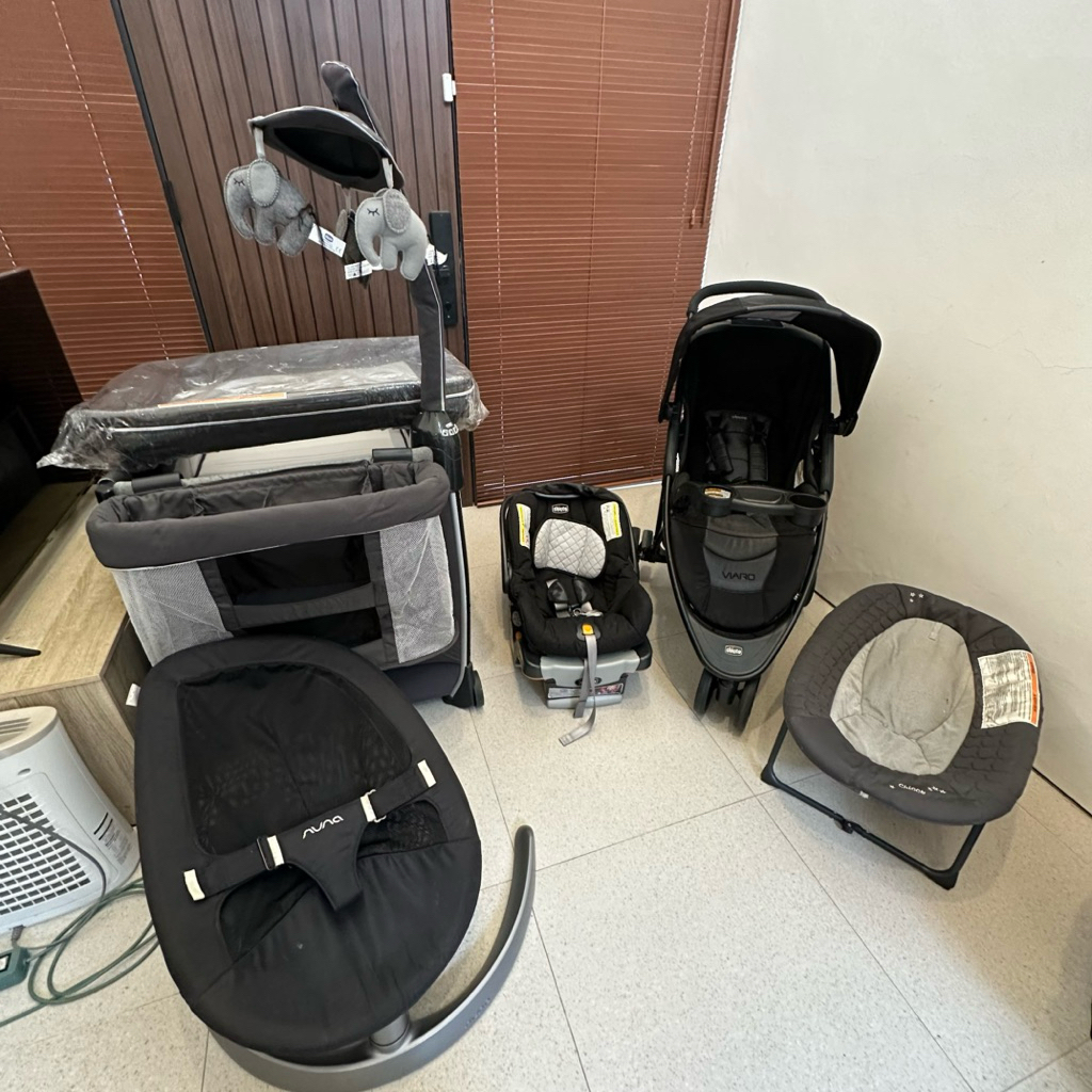 Chicco Lullaby Playard, Chicco Viaro Stroller, Nuna Leaf Bouncer