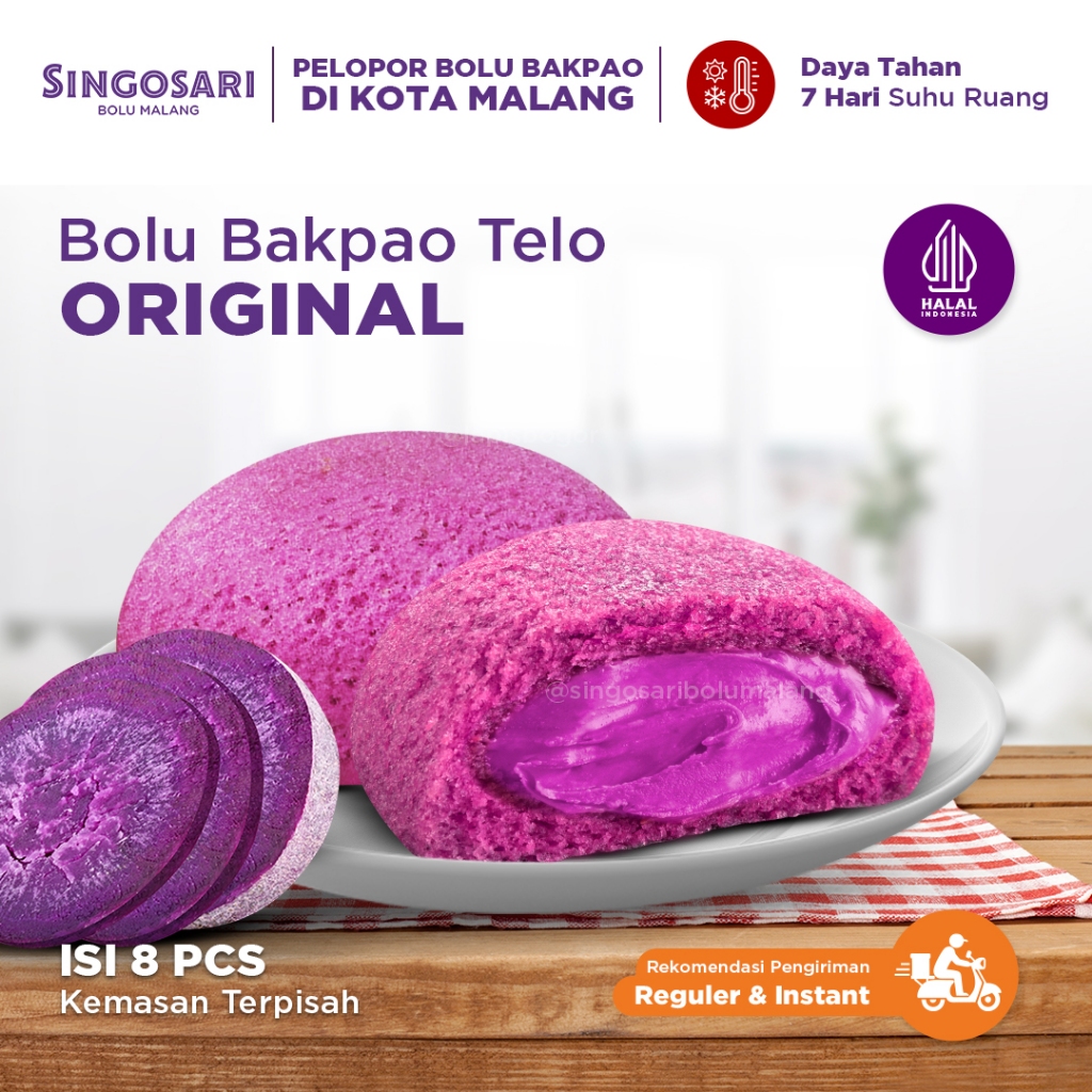Bolu Bakpao Singosari - Telo Original (500 gr) - Oleh-oleh Khas Malang
