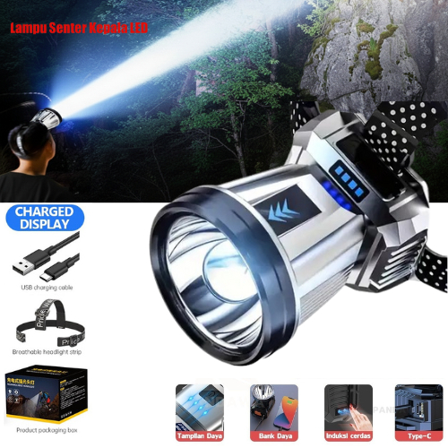 Lampu Headlight LED Senter Kepala/Lampu Senter Kepala/BISA POWERBANK Headlamp Senter Super Terang Ou