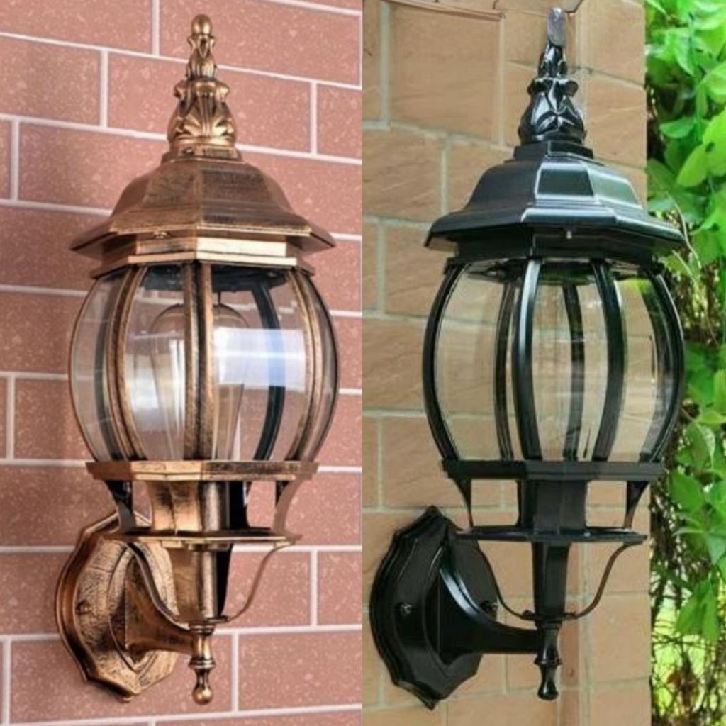 Lampu tiang depan rumah dinding teras depan rumah 5003 ab /5003 bk Lampu klasik modern Besi Bohlam