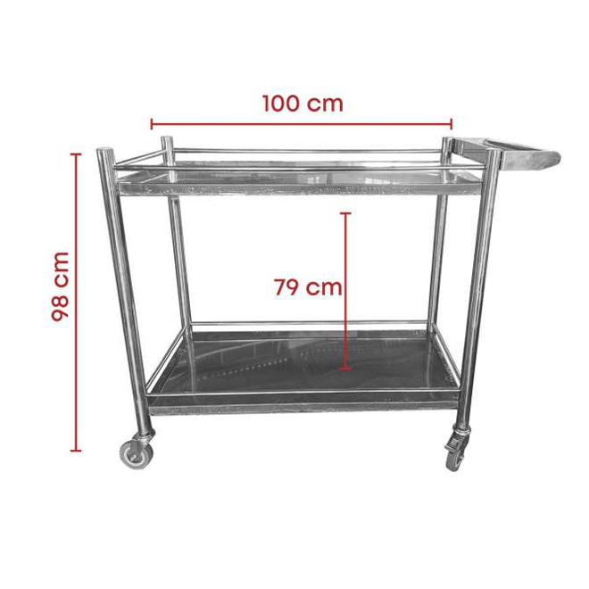 Trolley Stainless Steel 2 Susun / Troli Servis Dapur Hotel Restoran – Kuat & Anti Karat