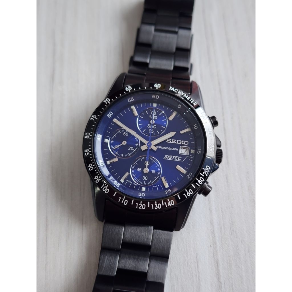 Seiko x Sistec Quartz Chronograph Beautiful Blue Sunburst 7T92-0DW0 JDM Made In Japan SUPER RARE