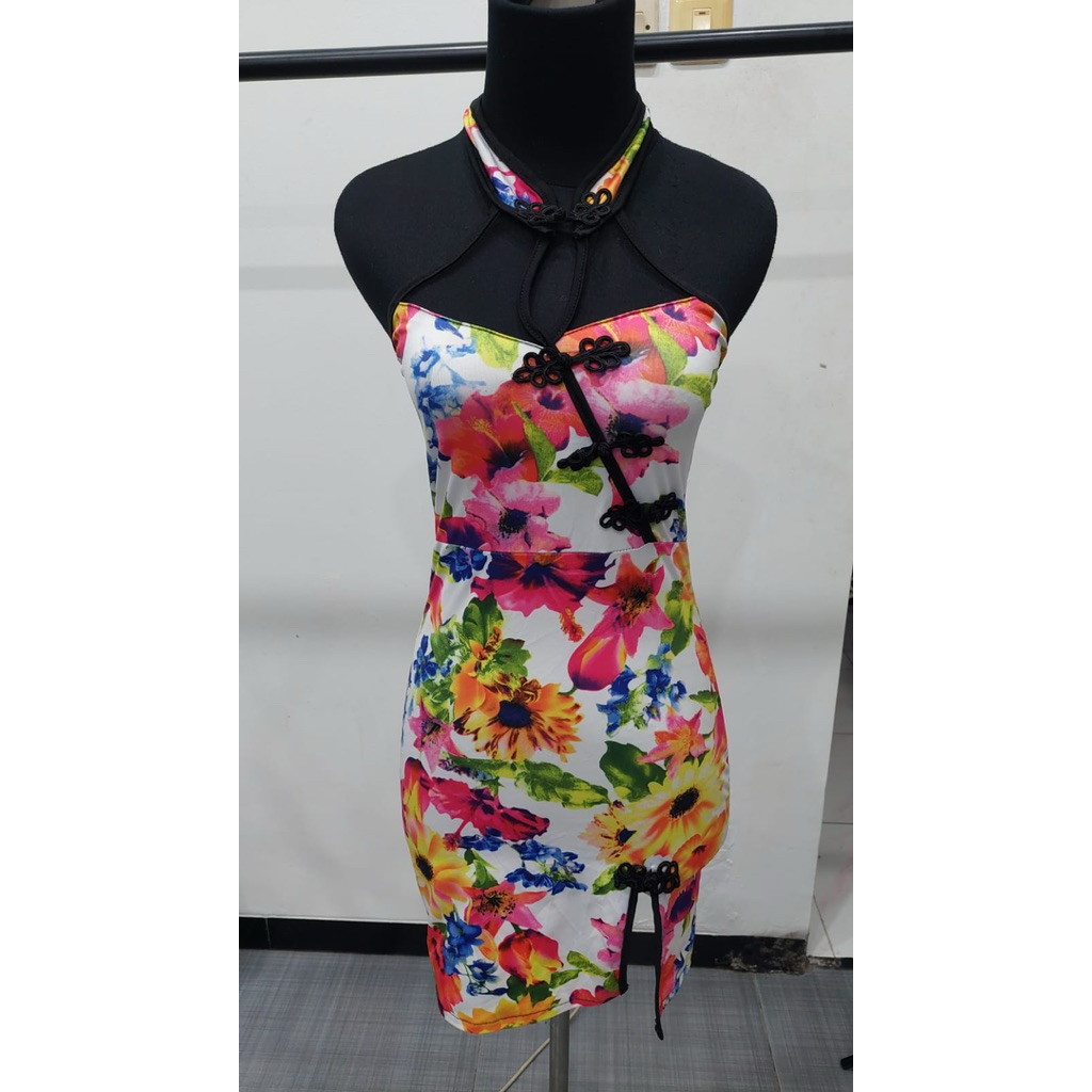 Cheongsam bunga sexy model halter neck cantik