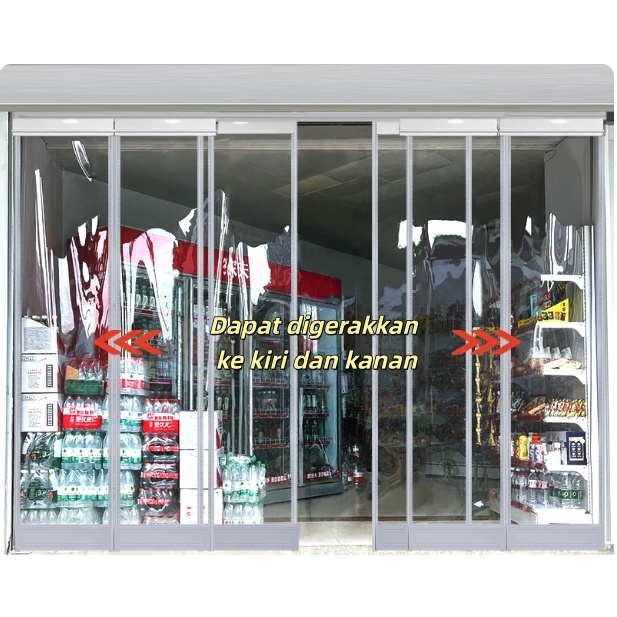 Luxepvc-Tirai pintu magnetik dengan rel geser penahan angin dan menjaga hangat saat musim dingin, ti