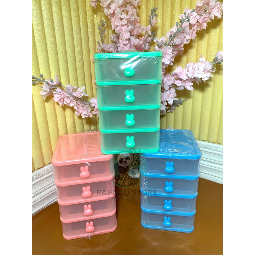 LACI MINI RABBIT 3 SUSUN LACI MINI RABBIT 4 SUSUN RAK SERBAGUNA rak kosmetik laci rak penyimpanan se