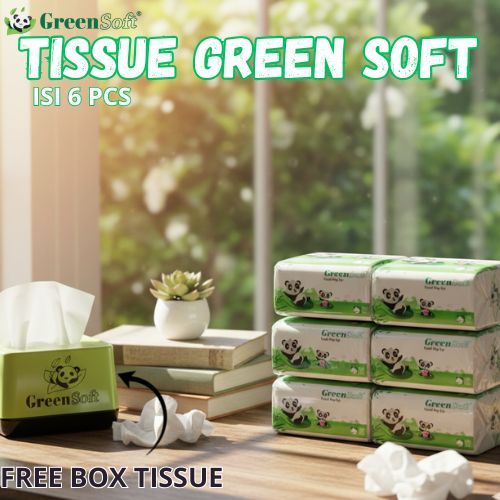 [1 PAKET ISI 6] Tissue Green Soft Facial Pop Up - Tisu Kotak Kecil Isi 6 Free Kotak Tissue