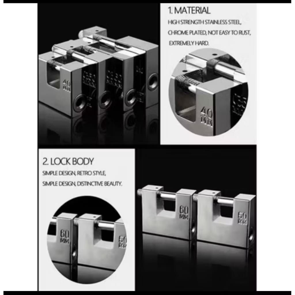 kunci gembok panser/gembok stainless anti karat/gembok anti maling anti potong