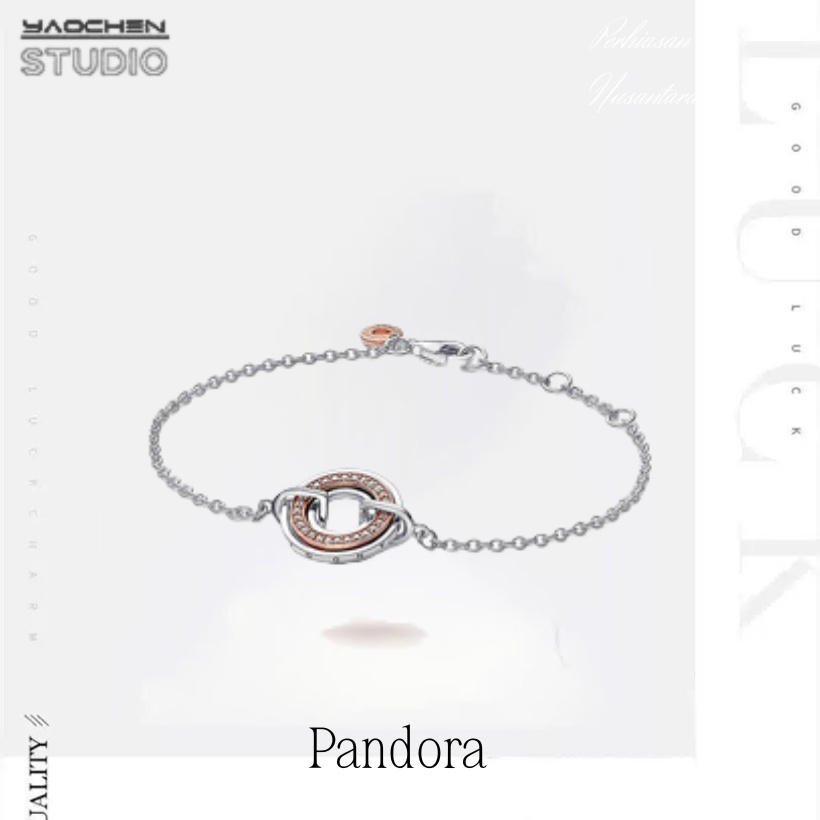 100%Original⚡Pandora's New Classic Series Two-Color Seted Logo Ring Chain Bracelet - A Birthday Gift