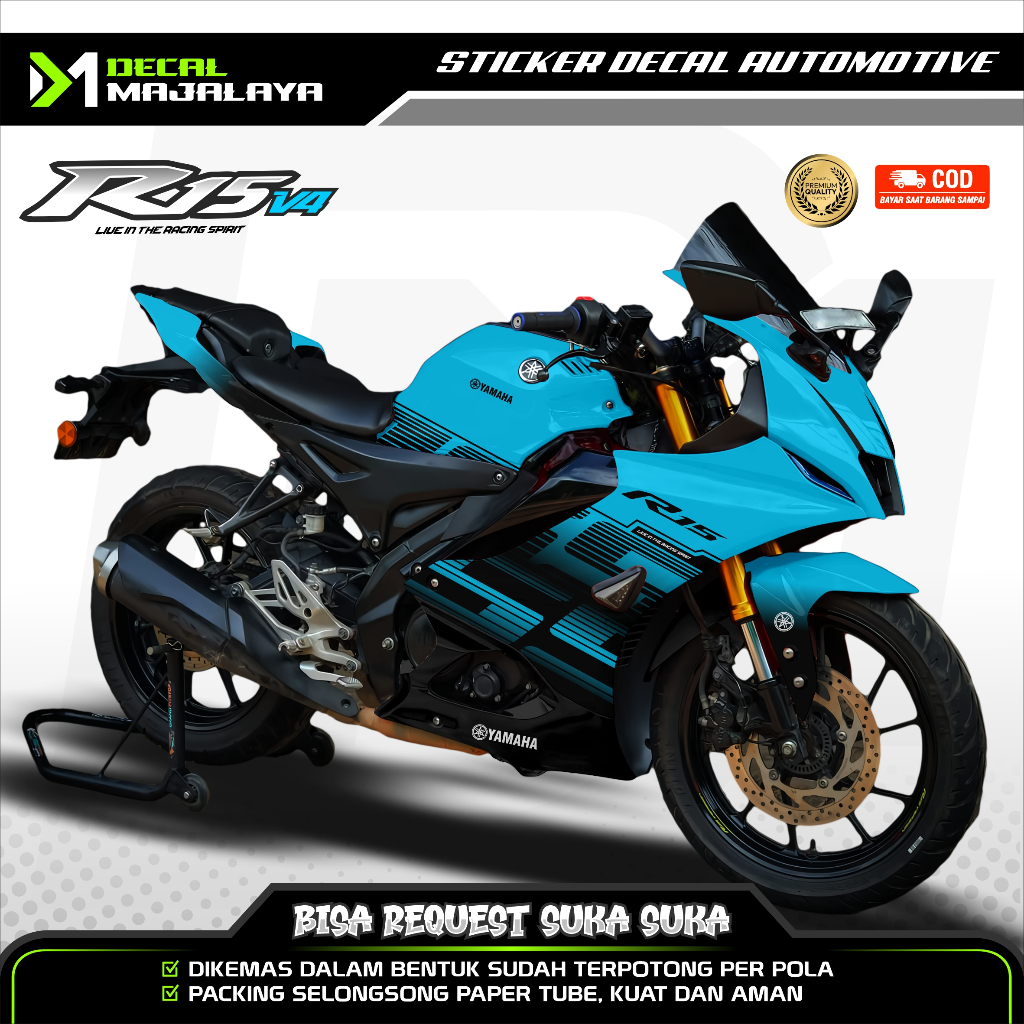 Bisa COD Decal Sticker Full Body Yamaha R15 V4 Motif Keren DM1 Desain Custom Dekal Stiker