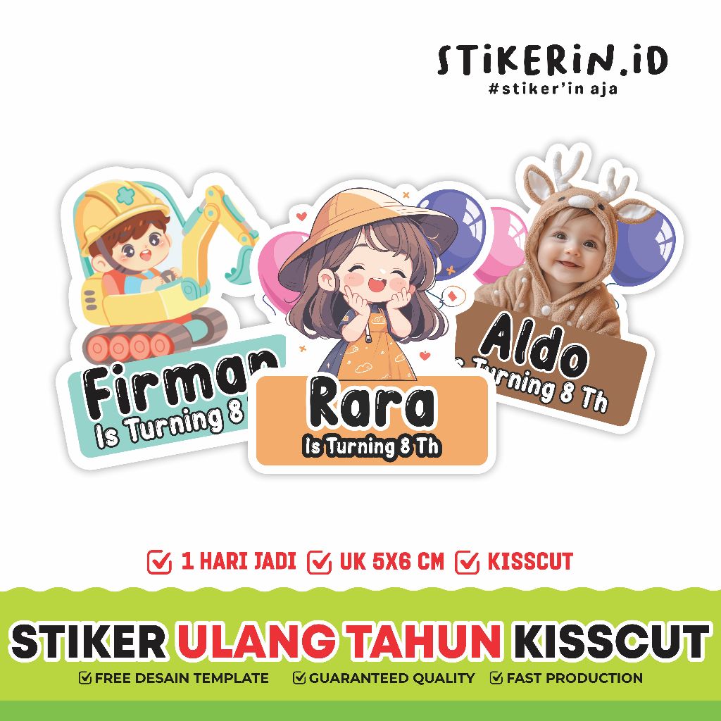 Sticker Ulang Tahun Anak – Ucapan Ulang Tahun & Souvenir Ultah Custom Nama