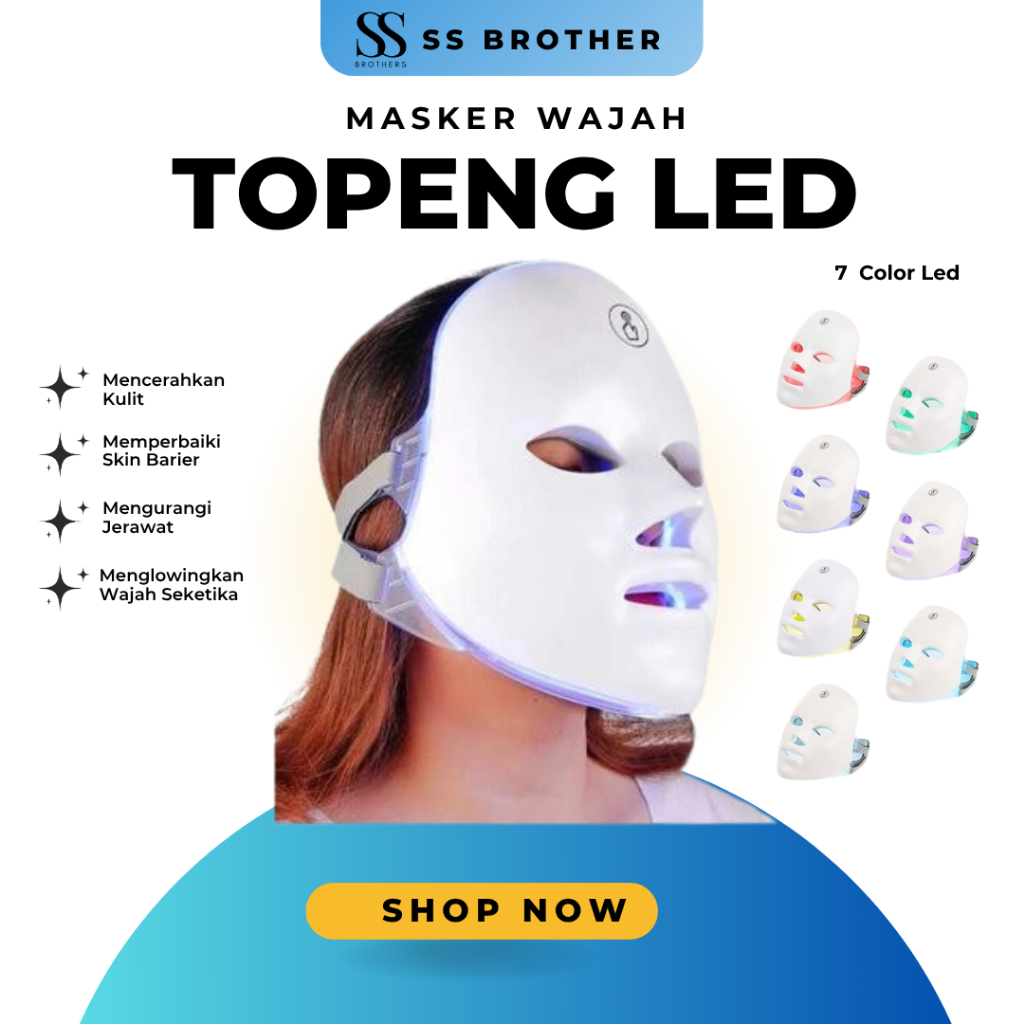 Masker Topeng LED PDT Light 7 Warna Led Mask Photon Therapy Alat Perawatan Wajah Penggunaan Pengisia