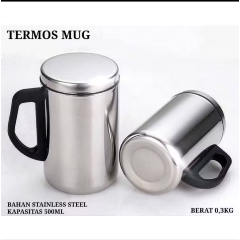 Mug Stainless Ugo/Termos Mug/Gelas Minum Travel dengan Tutup 500ml