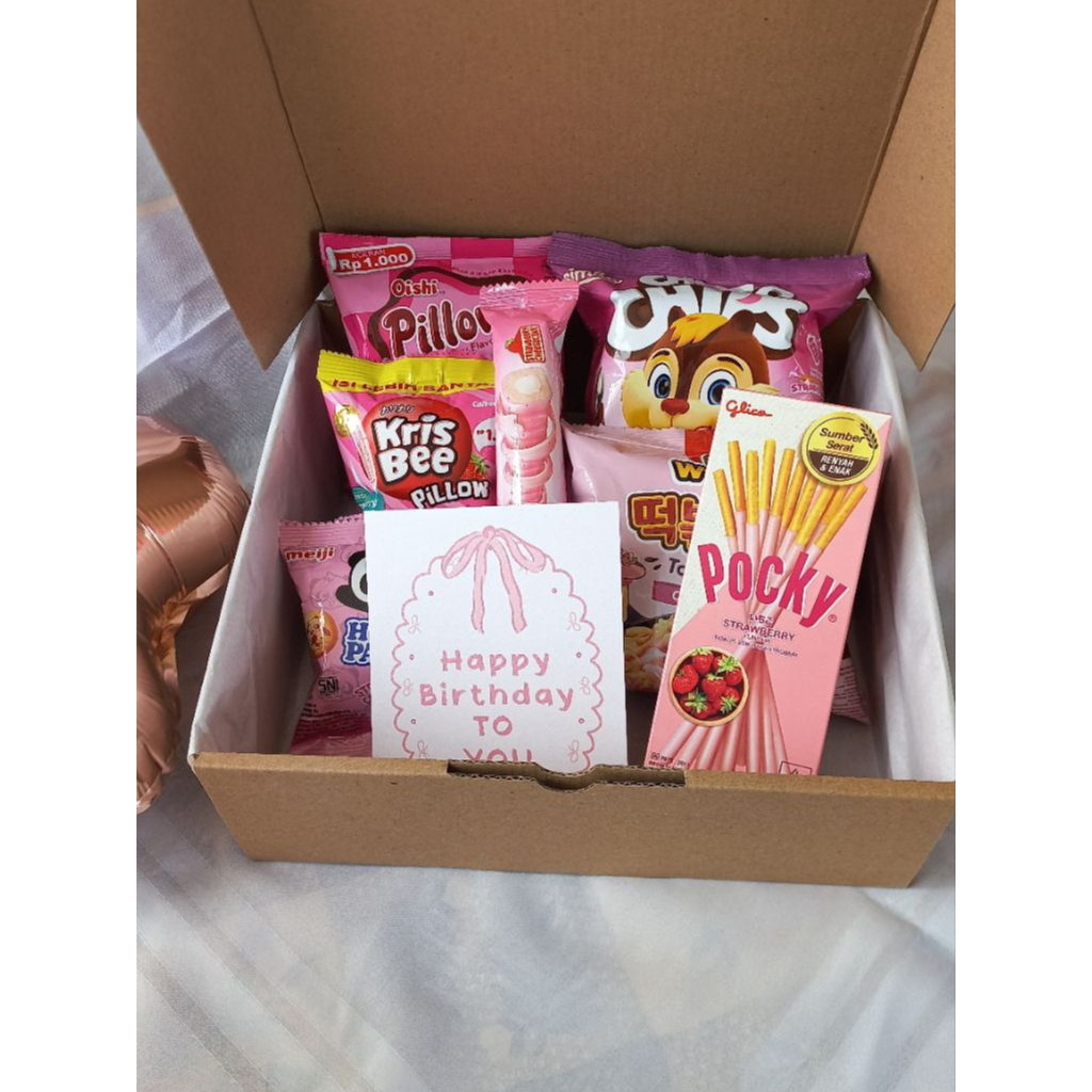 Hampers Snack / Hampers Birthday / Snack Warna Pink /