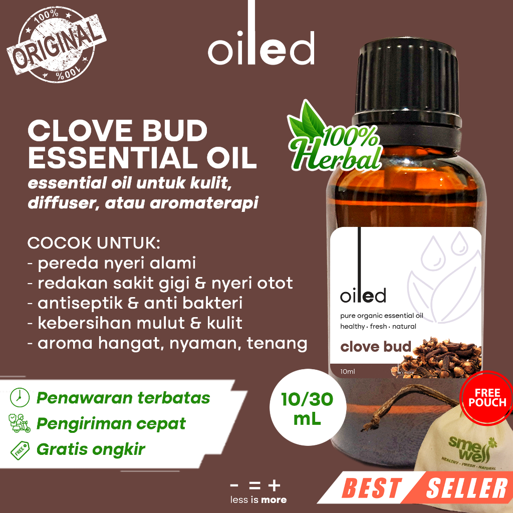 Pure Essential Oil Clove Bud Minyak Cengkeh Smellwell Oiled Alami Wangi Murni Organik Pewangi Pengha