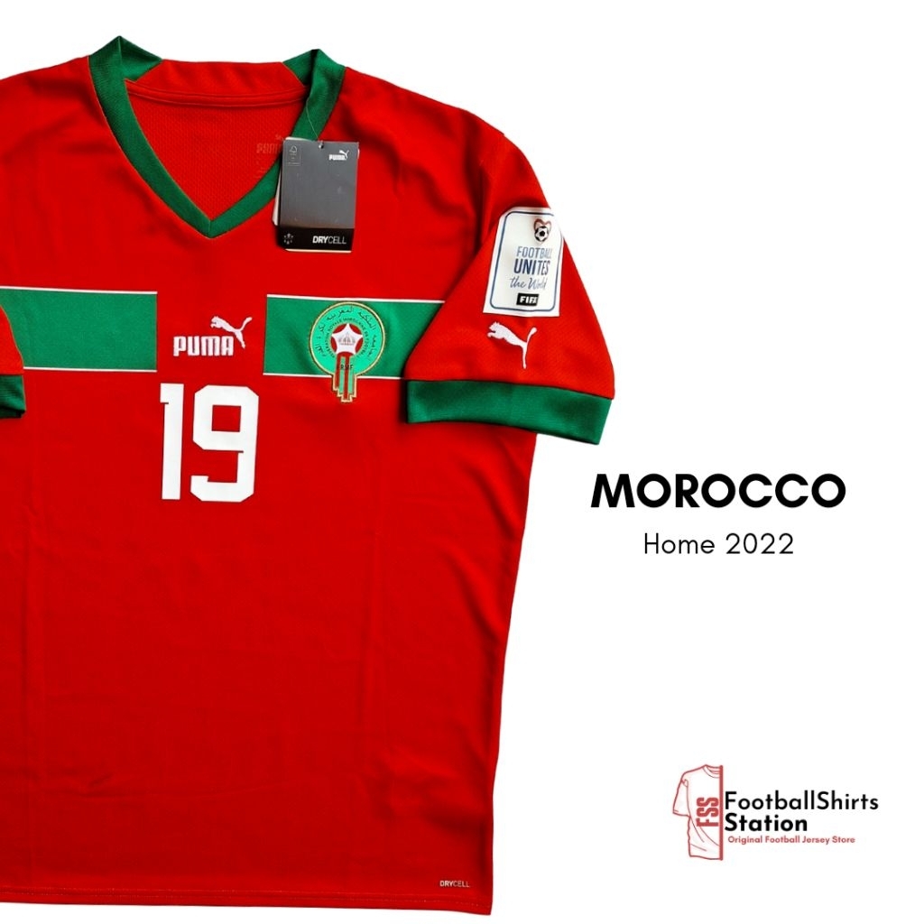 Jersey Morocco Maroko Home 2022 Nameset En Nesyri Size L Original