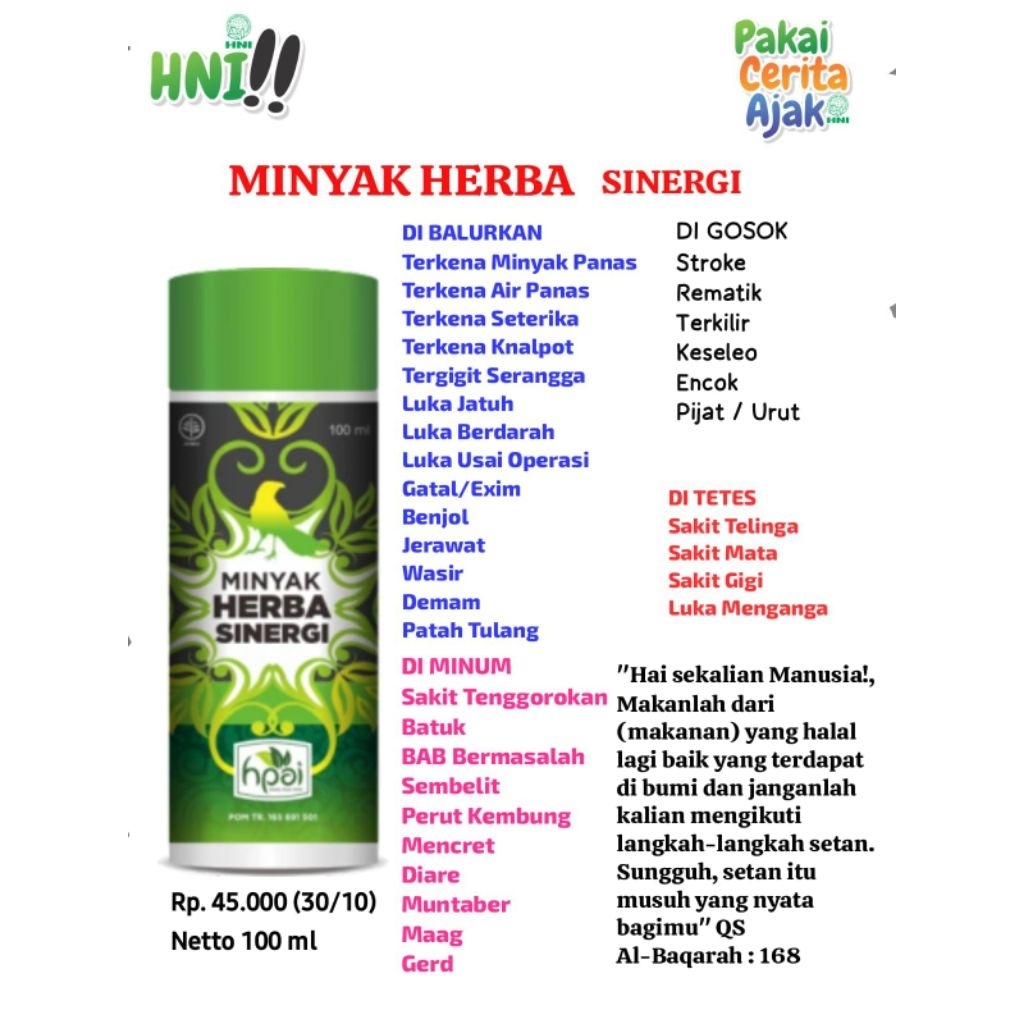 Minyak herbal sinergi HNI