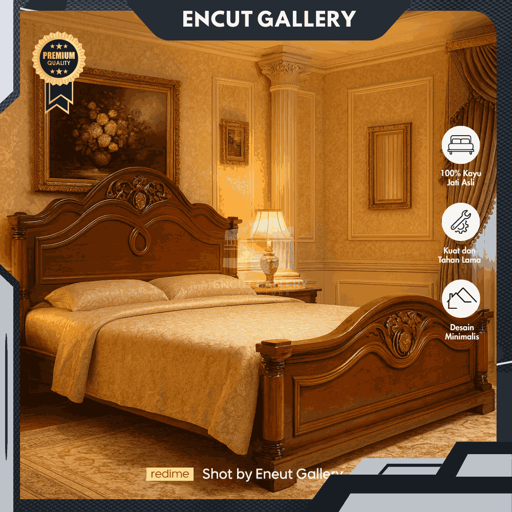 Dipan Ukir Jati Divan Tempat Tidur Kayu Ukuran 160x200 cm Dipan Rangka Tempat Tidur Jati Asli