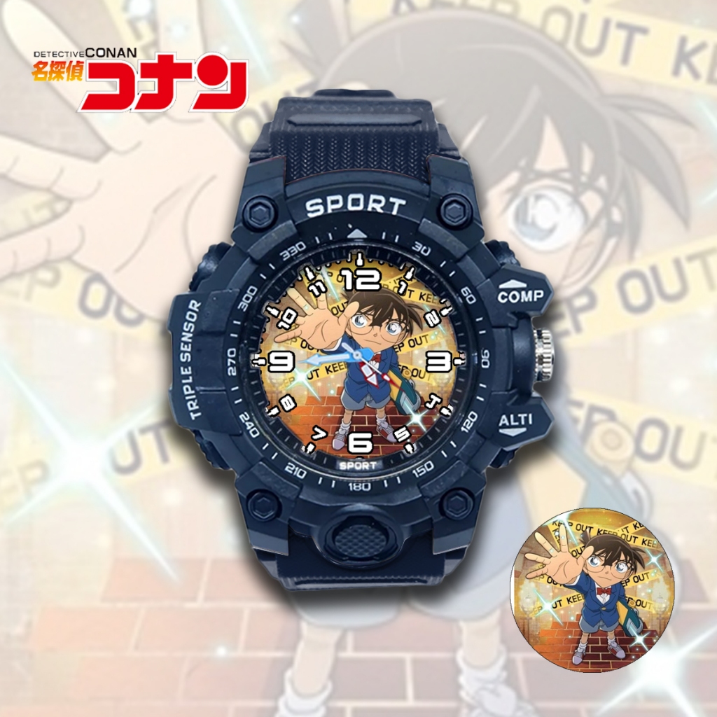 Jam Tangan Anak Laki Laki Sport Detective Conan 06 Anti Air FREE Baterai Cadangan