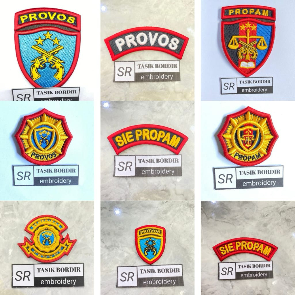 ATRIBUT POLRI BORDIR TIMBUL PROPAM DAN PROVOS SATUAN