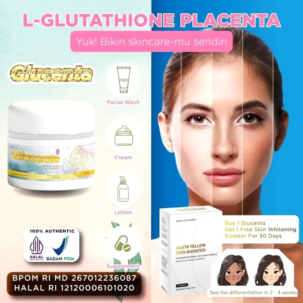 BPOM GLUTATHIONE GLUCENTA SUPPLEMENT GLUTATHIONE HALAL RI (40HARI)