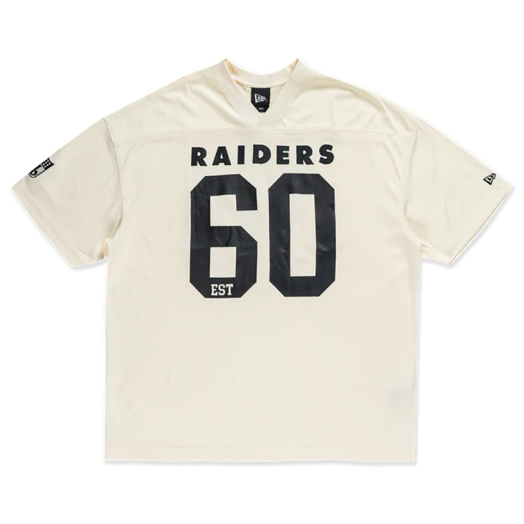 JERSEY NEW ERA OAKLAND RAIDERS NFL HISTORIC CHROME WHITE OVERSIZED SHORT SLEEVE T-SHIRT