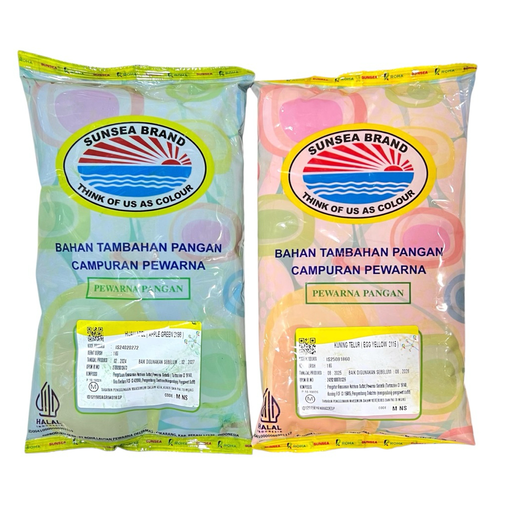 Sunsea Brand Pewarna Pangan Bubuk/ Pewarna Makanan Hijau Apel dan Kuning Telur 1 Kg