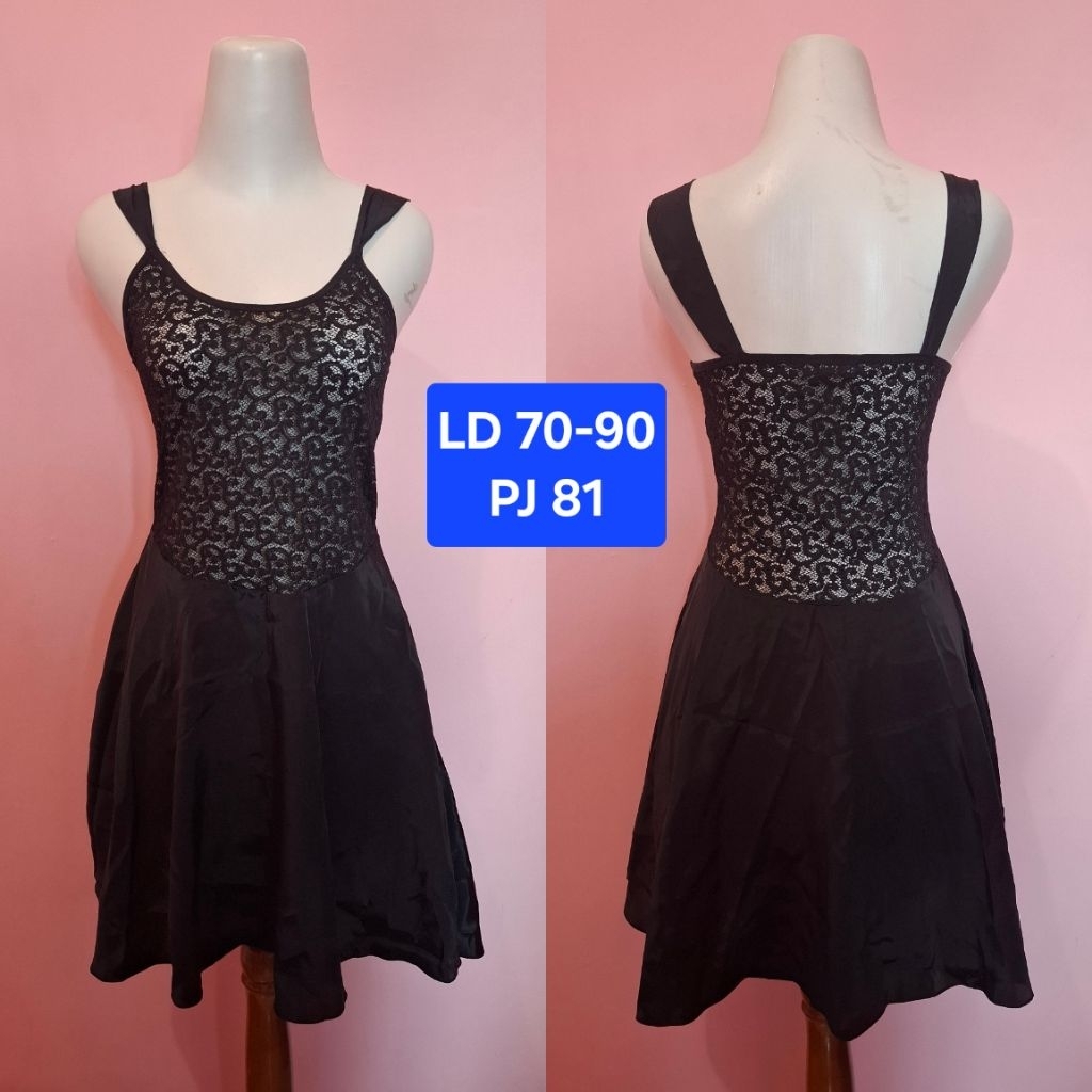 Dress Brukat Hitam Tali Kecil