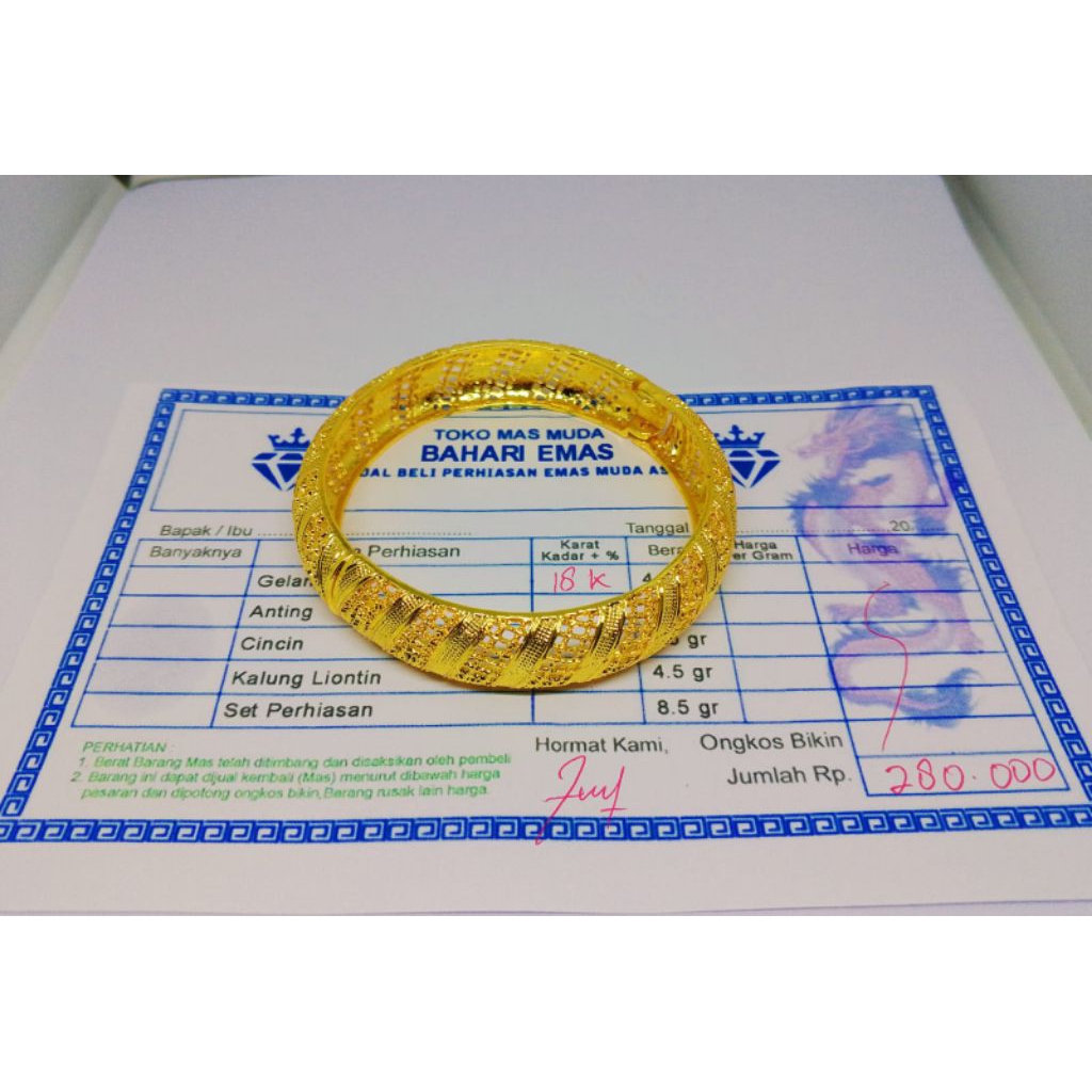 BISA COD GELANG TANGAN BANGKOK EMAS MUDA BISA DIJUAL LAGI