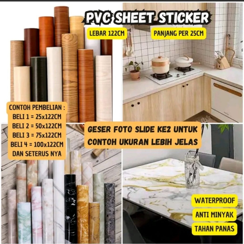wallpaper dapur stiker/sticker kabinet meja makan/stiker dingding/wallpaper marmer
