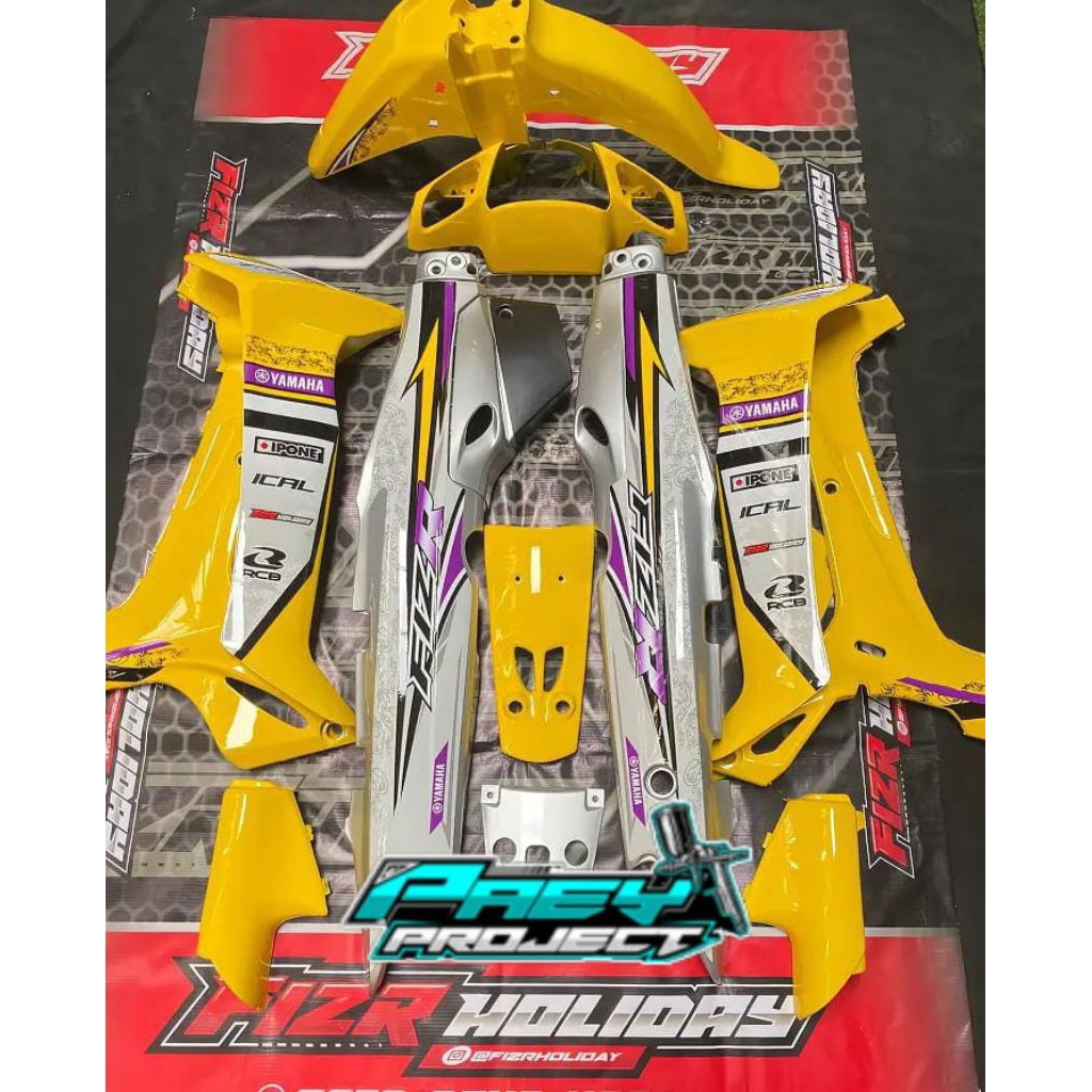 full body halus Yamaha Fiz R silver kuning. cover body halus Yamaha Fiz R Full set