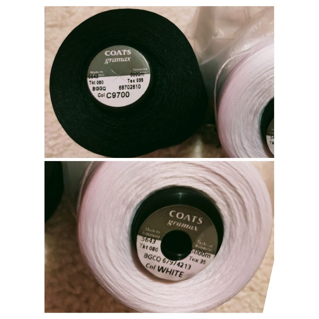 benang jahit obras coats (tex35) tkt80 5000m benang textured  polyester (gramax)