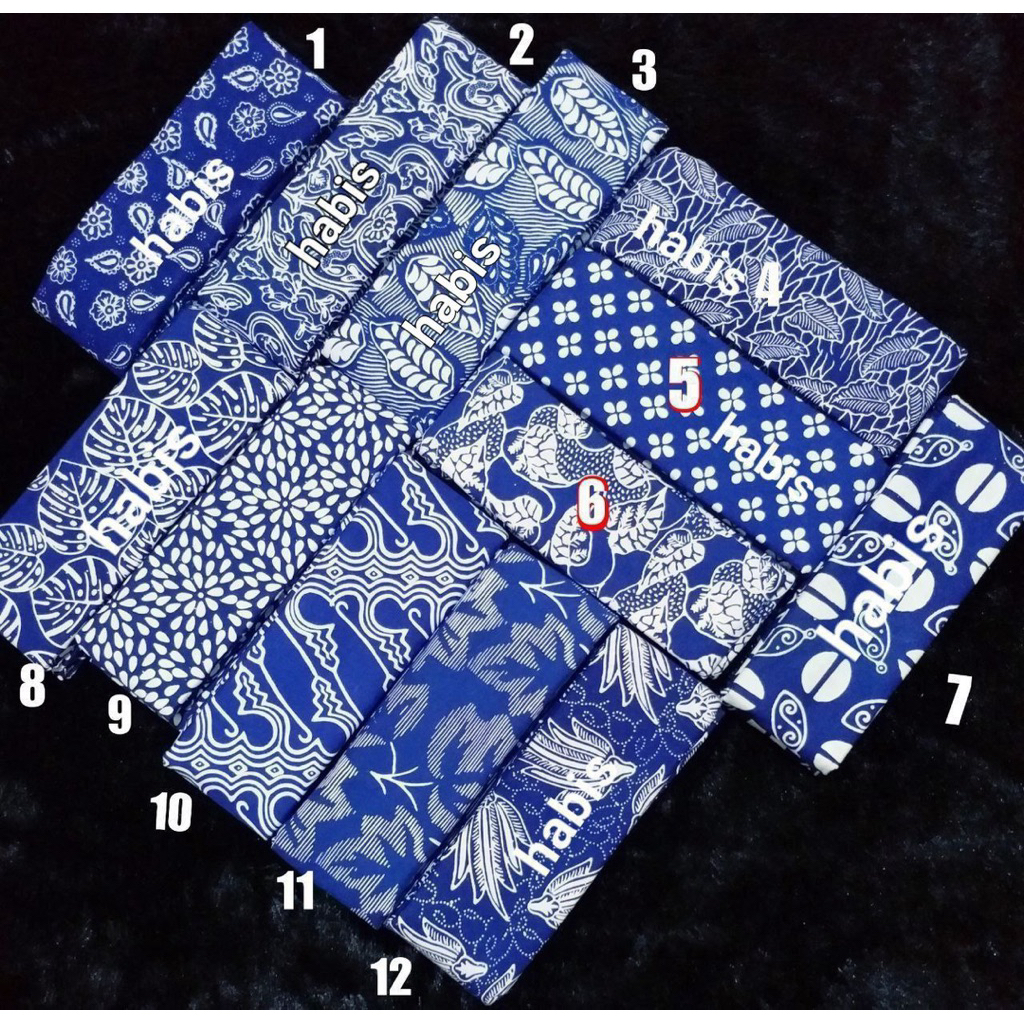 Kain Batik Cap Garutan  Warna Biru series Kain Batik Meteran Seragaman - Kain Batik Bahan Katun