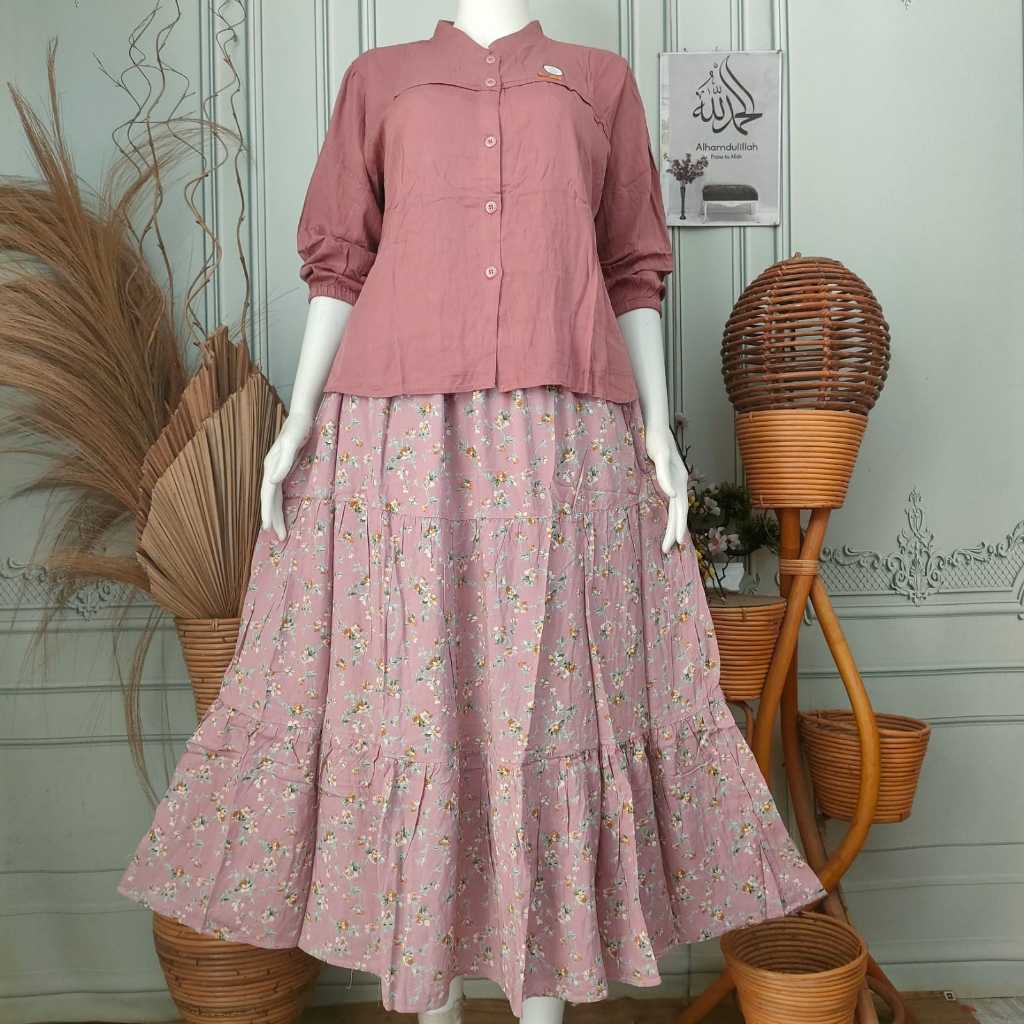 Setelan Wanita Rayon viscose OneSet Rok Baju Muslim Kondangan Terbaru Kekinian