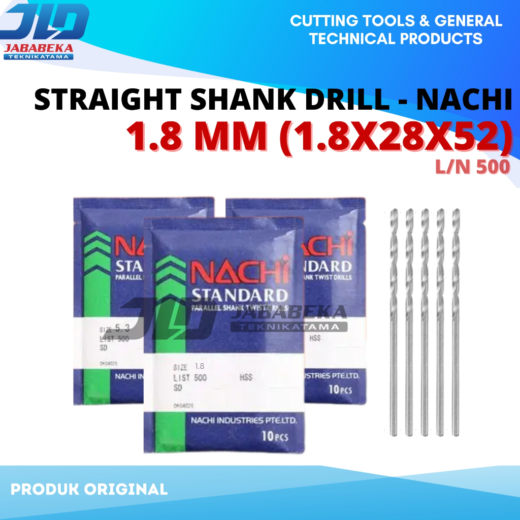 NACHI Mata Bor 1.8 mm Drill 1.8 mm HSS Mata Bor Besi Merek NACHI