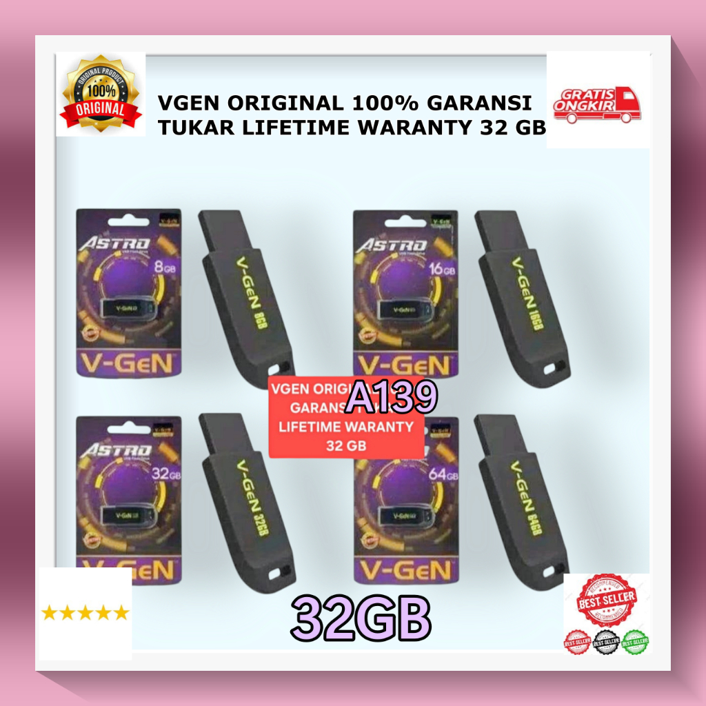 A139 ASTRO V-GEN 32 GB FLASH DISC ORI 100% USB DRIVE ASLI VGEN 32GB GARANSI TUKAR SEUMUR HIDUP FD ME