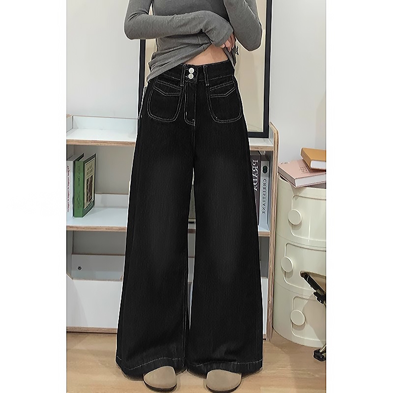 KULOT LOOSE JEANS WIDE LEG PANTS HITAM WARAN 3 PREMIUM PANTS