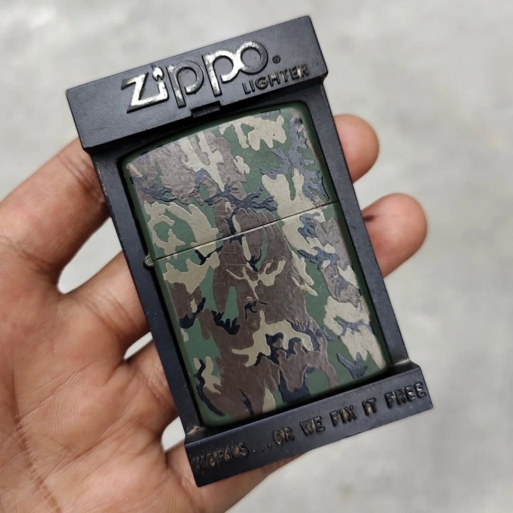Zippo Military Camo 1989. Zippo Loreng Jadul. Koleksi Korek Antik