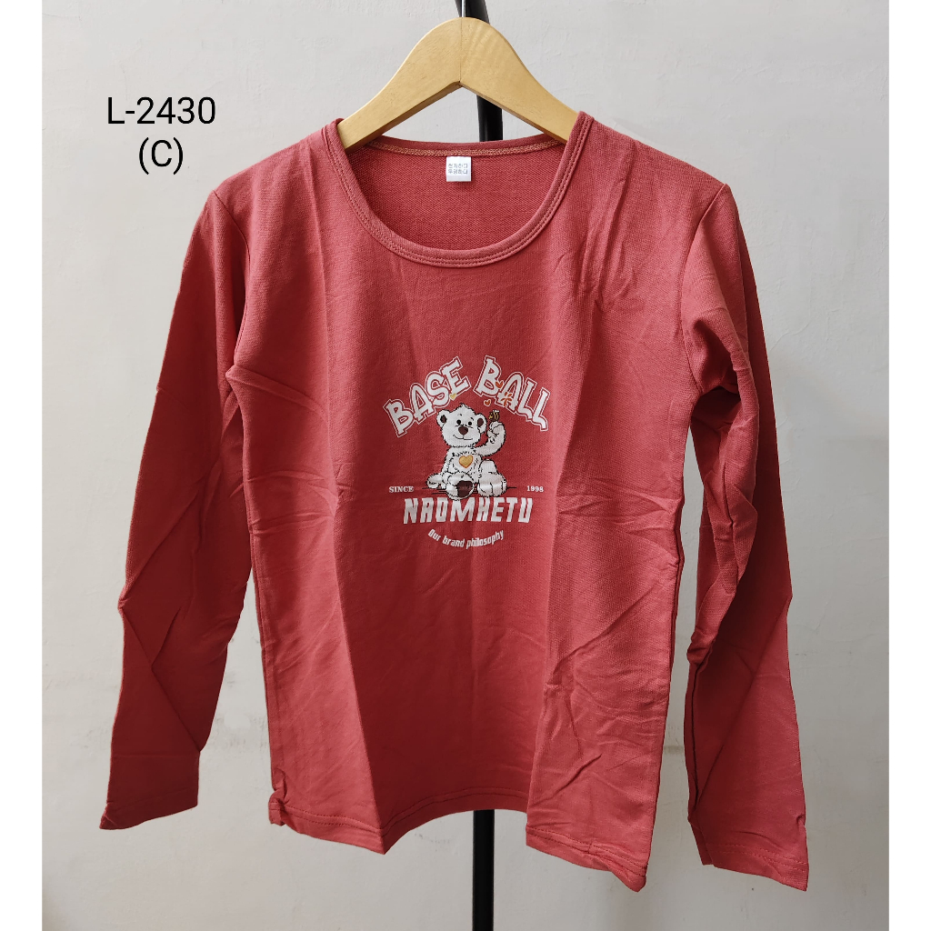 Kaos Lengan Panjang Wanita Motif Kartun Lucu | Baju Atasan Cewek Remaja Casual Lengan Panjang Motif